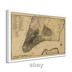 1789 New York City Map Framed Vintage New York Map Wall Art Poster