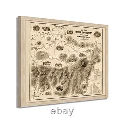 1858 White Mountains Map Framed Vintage New Hampshire Map Wall Art Poster