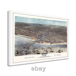 1868 Chicago Map Framed Vintage Chicago Map Wall Art Poster