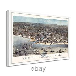1868 Chicago Map Framed Vintage Chicago Map Wall Art Poster