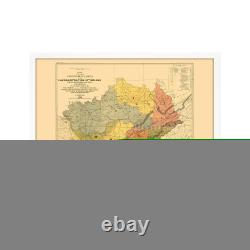 1884 Cherokee Nation History Map Framed Vintage Map of Indian Tribes Wall Art