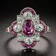 1910 Vintage Art Deco 4.50CT Ruby Oval Cut Lab-Created Engagement Ring For Her