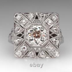 1920's Antique Art Deco 3.11 Ct Round Cut Diamond Unique Filigree Vintage Rings