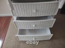 1970s Vintage Quality Henry Link Style White Wicker 3 Drawer Chest