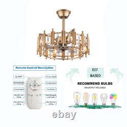 20 Bladeless Ceiling Fan Light Dimmable LED 3 Speed Chandelier Remote Control