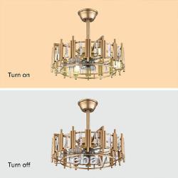 20 in. Enclosed Elegant Chandelier Gold Ceiling Fan with Light & Remote Control