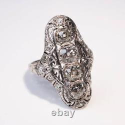 2.11 Ct Round Cut Lab Created Diamond Vintage Art Deco Engagement Ring 14k Gold