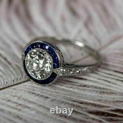 2.30Ct Vintage Art Deco White Round Lab-Created Diamond Antique Engagement Ring