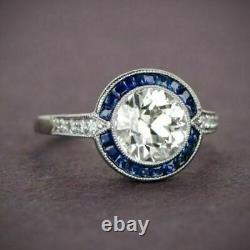 2.30Ct Vintage Art Deco White Round Lab-Created Diamond Antique Engagement Ring