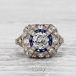 2.90Ct Vintage Round Cut Art Deco Antique Engagement Ring In 14K White Gold