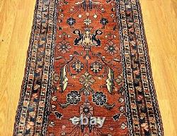 2.9 x 14 HANDMADE FINE QUALITY ANTIQUE 1920s WOOL RUNNER (RESIZED FROM BOTH END)