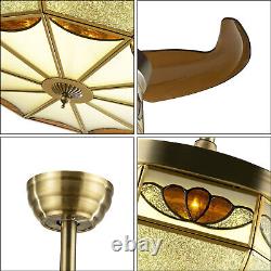 36 Retro LED Ceiling Fan Light Retractable Crystal Chandelier Lamp with Remote