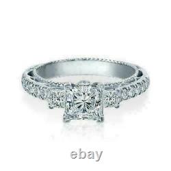 3CT Princess Cut Lab-Created Diamond 3 Stone Engagement Gift Ring 14K White Gold