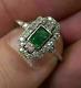 3Ct Emerald Cut Green Simulated Diamond Vintage Antique Art Deco Engagement Ring