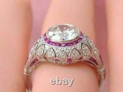 3.10 Ct Round Cut Lab-Created Diamond Bezel Set Filigree Vintage Engagement Ring