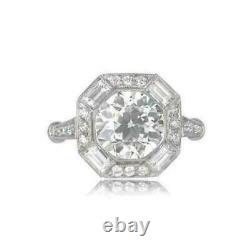 3.85Ct Round Cut Art Deco Vintage Antique Wedding Engagement Ring 14K White Gold