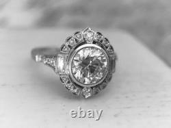 3.90ct Round Diamond Antique ArtDeco style Engagement Wedding Ring 14K WhiteGold
