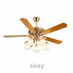 52 Chandelier Ceiling Fan Light with Remote Control 5-Blades Fan Home LED Lamp