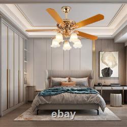 52 Chandelier Ceiling Fan Light with Remote Control 5-Blades Fan Home LED Lamp