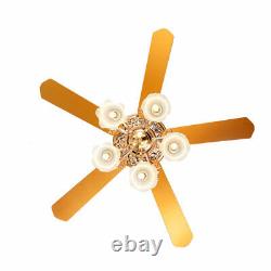 52 Modern Ceiling Fan Light 5 Wood Blades Lamp Chandelier 3-Speed withRemote