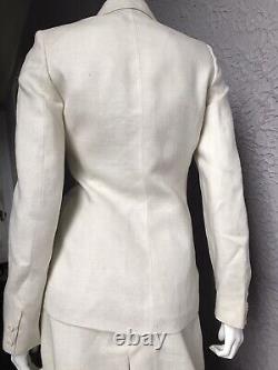 70's Vintage White Linen Skirt Suit Blazer Classic High Quality sm XS