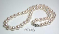 AA++ quality 8.5-9mm Akoya pearl necklace with antique platinum & diamond clasp