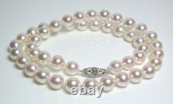 AA++ quality 8.5-9mm Akoya pearl necklace with antique platinum & diamond clasp