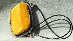 Amber Pendant Antique Baltic Natural With Silver 32 G Collectible High Quality
