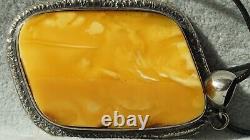Amber Pendant Antique Baltic Natural With Silver 32 G Collectible High Quality