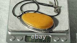 Amber Pendant With Silver 25 G Antique Baltic Natural Collectible High Quality