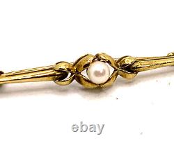Antique Art Nouveau Quality Rolled Gold Pearl Signed AJH Bar Brooch ca. 1910