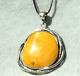 Antique Baltic Natural Amber Pendant With Silver 30 G Collectible High Quality