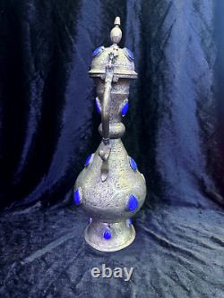 Antique Islamic Safavid Artifact Engraved White Metal Museum Quality Aftaba