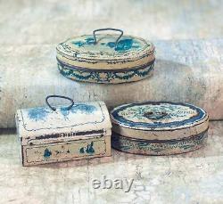 Antique Marklin German tin miniature Kitchen Blue white Lunch box Choice