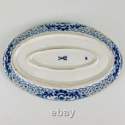 Antique c1888+ Oval Pierced Dish Meissen Gilt Blue Onion 1st Quality Porcelain