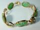 Antique carved jade & 14K gold bracelet made by HK 7.25 inches High quality