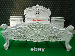 BESPOKE 4' UK Small Double size White French designer Rococo Bed TOP QUALITY
