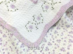 Beautiful Cozy Chic Purple Lilac Lavender White Blue Green Lace Ruffle Quilt Set