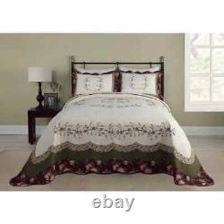 Beautiful Extra Large Xxxx-l Cottage Green Red Pink Rose Purple Chic Bedspread