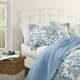 Beautiful French Shabby Country Soft Light Blue White Branch Leaf Soft Quilt Set
