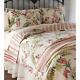 Beautiful Rose Vine Floral Antique Green Red Pink Ivory Quilt Set King & Queen