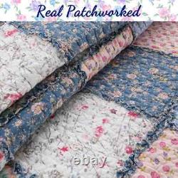Beautiful Shabby Chic Pink Purple Lavender Lilac Blue French Ruffle Quilt Set