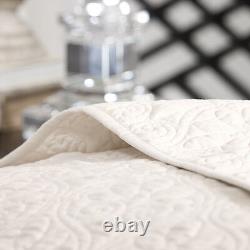 Beautiful XXL Oversize Classic Ivory White Texture Vintage Bedspread Set King Sz