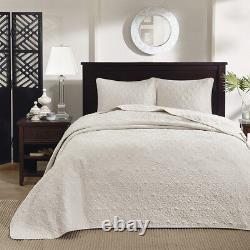 Beautiful XXXL Elegant Chic Ivory White Vintage Soft Large Bedspread Quilt Set