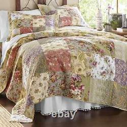 Beautiful XXXL Large Cottage Pink Red Rose Green Blue Shabby Chic Bedspread Set