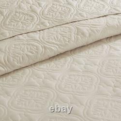 Beautiful XXXL Ultra Soft Ivory White Cream Cottage Blanket Bedspread Quilt Set