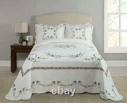 Beautiful Xxx-l White Green Blue Yellow Shabby Chic Scallop Soft Bedspread Quilt