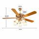 Chandelier Ceiling Fan Light With Remote Control 5 Blades Fan Home LED Lamp 52in
