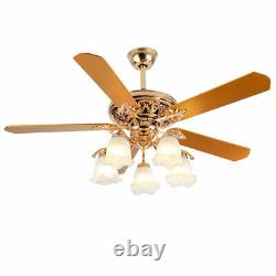 Chandelier Ceiling Fan Light With Remote Control 5 Blades Fan Home LED Lamp 52in