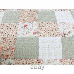 Cozy Chic Country Shabby Cottage Pink Red Green Lace Lilac Sage Ruffle Quilt Set